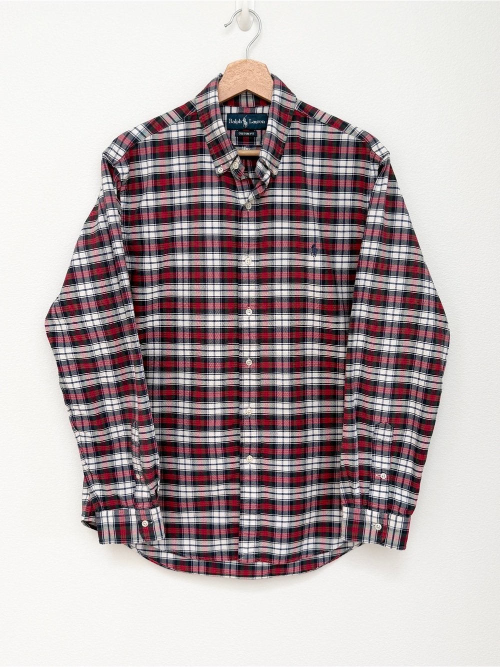 90s Ralph Lauren Men's Red Plaid Button-Down Shirt - L